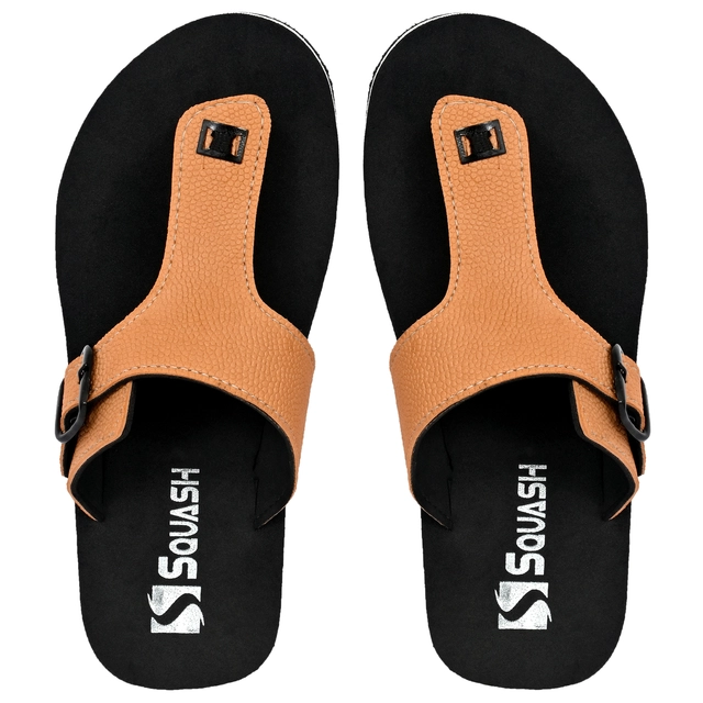 Slippers for Men (Tan & Black, 6)