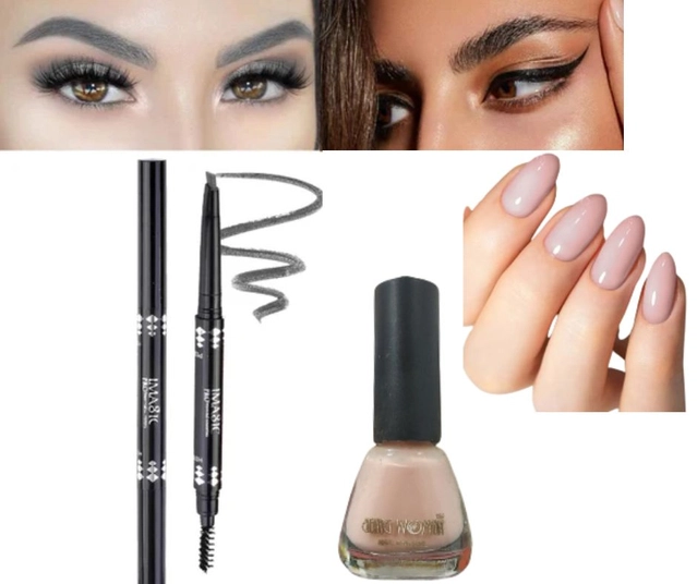 Nail Polish with Pencil Eyeliner (Nude & Black, Set of 2)