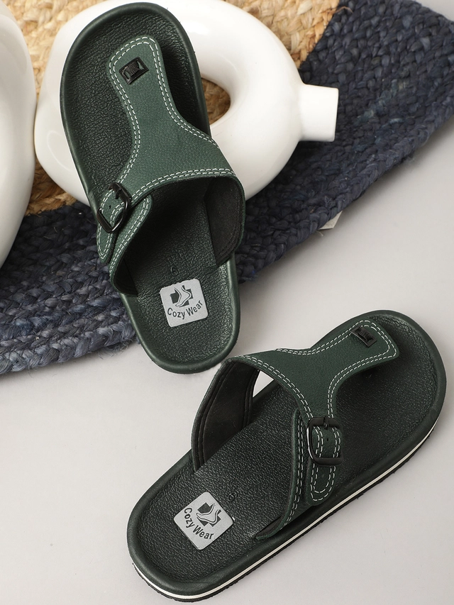 Cozy Wear TPR Casual Wear Slippers For Men (Dark Green, 8) (HF-96)