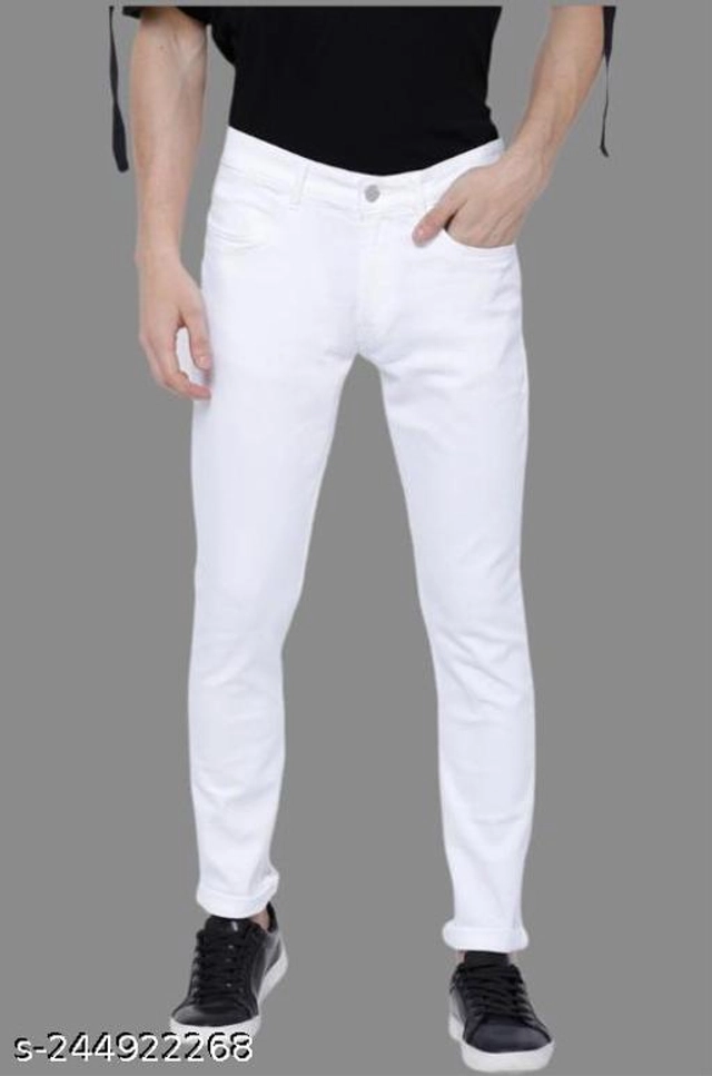 Denim Slim Fit Jeans for Men (White, 28)