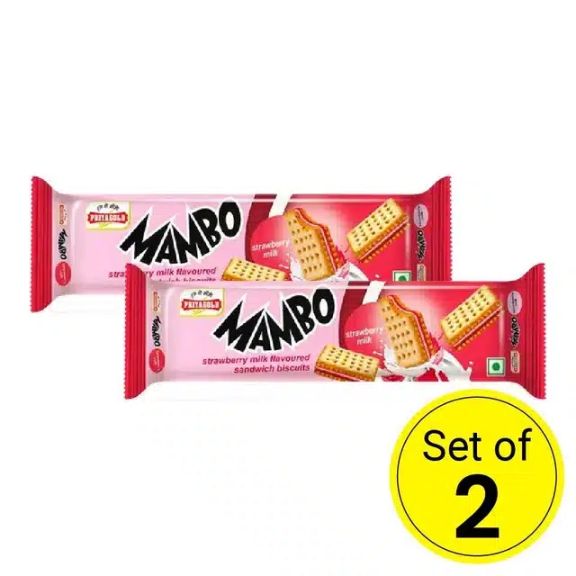 Priyagold Mambo Strawberry Milk Biscuit 80 g (Pack of 2)