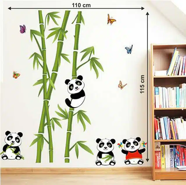 Panda On Bamboo Trees Self Adhesive Wall Stickers