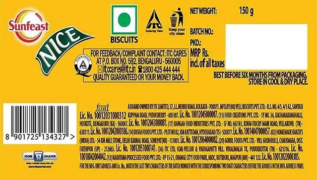 Sunfeast Nice Biscuit 3X142 g (Pack Of 3)