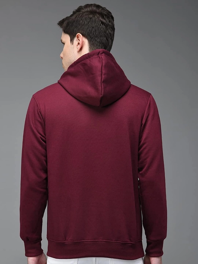 Cotton Blend Solid Hoodie for Men (Maroon, M)