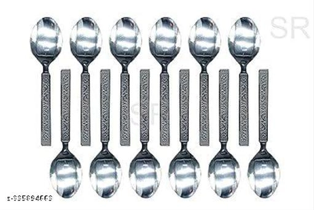 Stainless Steel Spoons (Silver, Pack of 12)