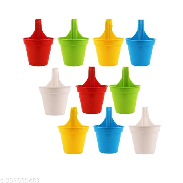 Plastic Hanging Planters (Multicolor Pack of 10)