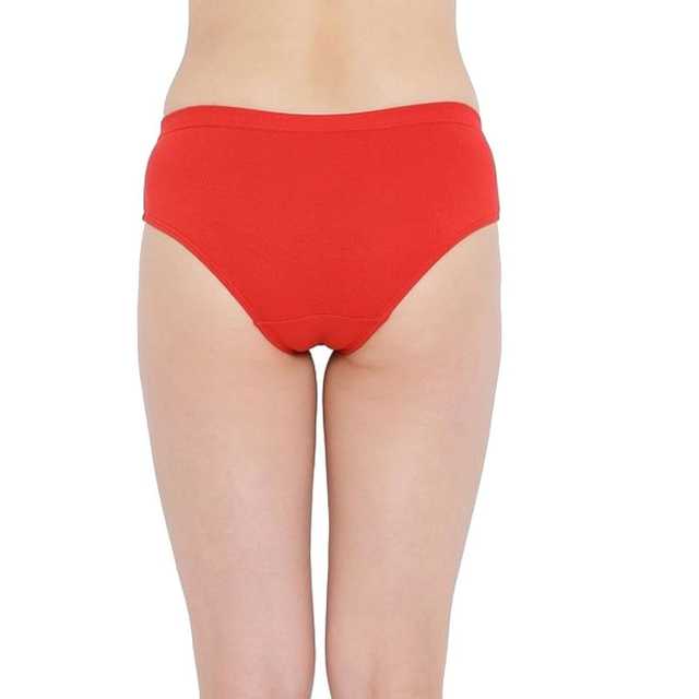 Medium Rise Full Coverage Cotton Blend Hipster Panty (Red, M) (PV-21)