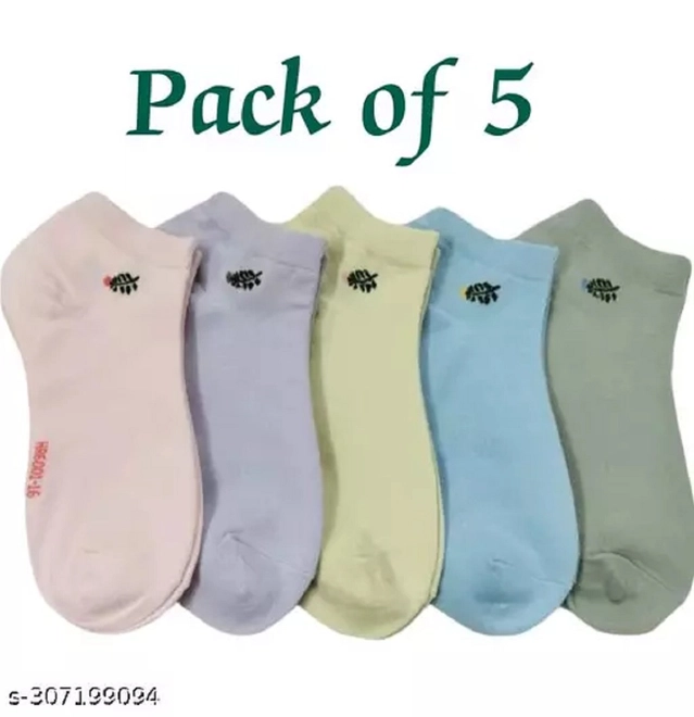 Cotton Ankle Length Socks for Women (Multicolor, Free Size)
