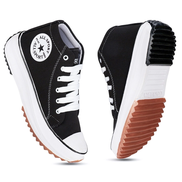 Casual Shoes for Women & Girls (Black & White, 4)