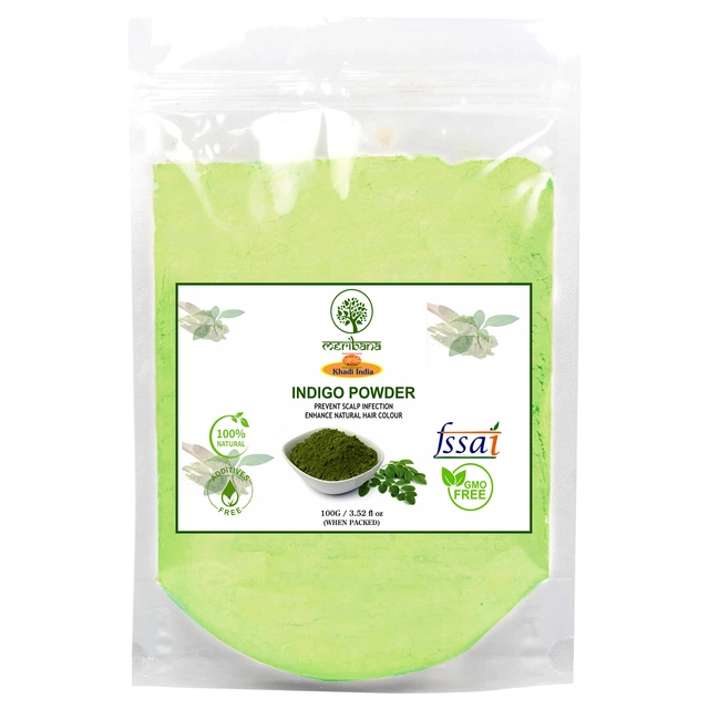 MeriBana Khadi Herbal Indigo Powder for Hair Care (100 g)