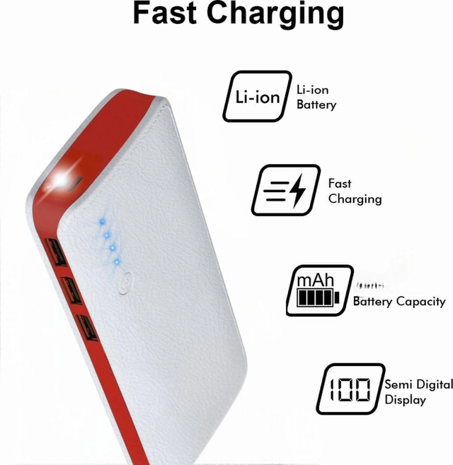 20000 mAh Power Bank (White & Red)