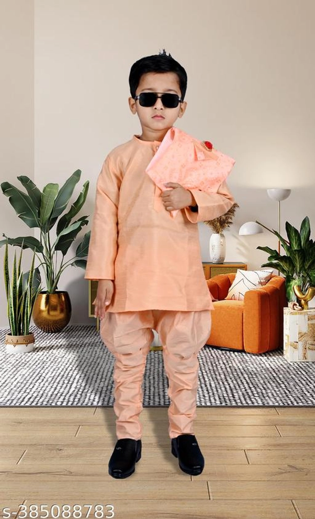 Cotton Blend Sherwani for Boys (Peach, 6-9 Months)