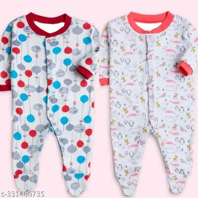 Cotton Rompers for Kids (Multicolor, 0-3 Months)