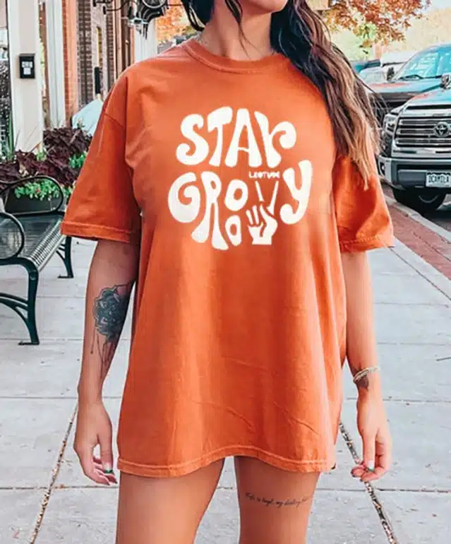 Oversized Round Neck T-shirt for Women (Orange, XL)