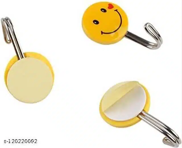 Plastic Smiley Wall Hooks (Assorted, Pack of 3)