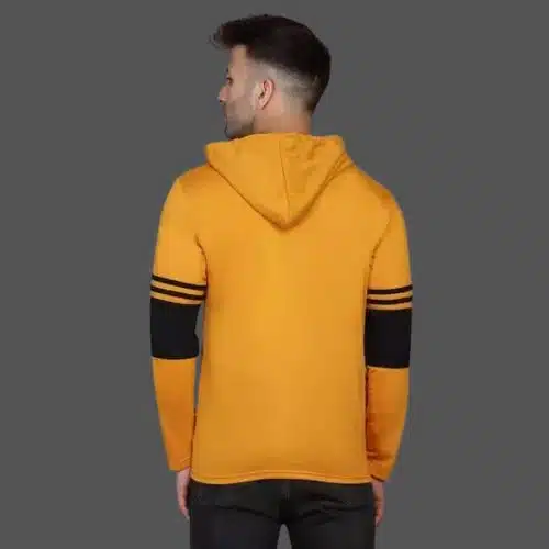Men's Mask Hooded T-Shirt (Mustard, XL) (J-12)