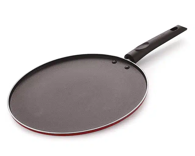 NIRLON Aluminium Dosa Tawa (Red & Black, 29 cm)