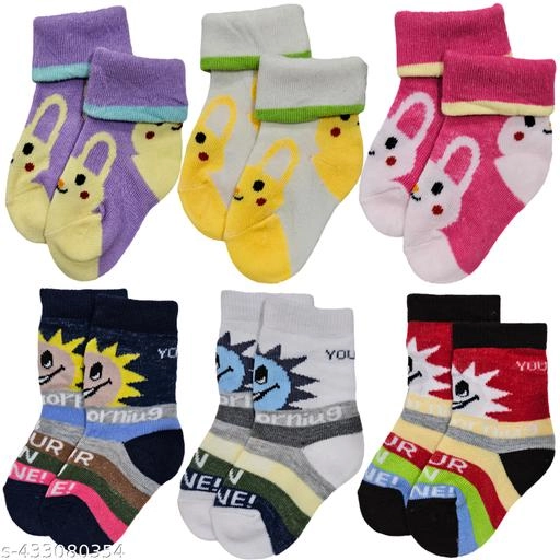 Cotton Socks for Kids (Multicolor, Pack of 6)