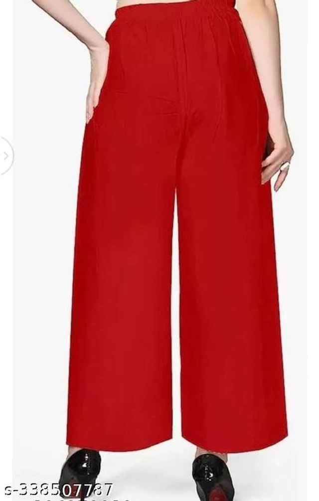 Rayon Palazzo for Women (Red, Free Size)