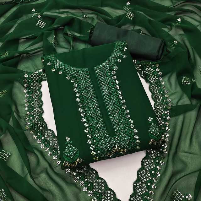 Women's Unstitched Dress Material (Green) (OCH-172)