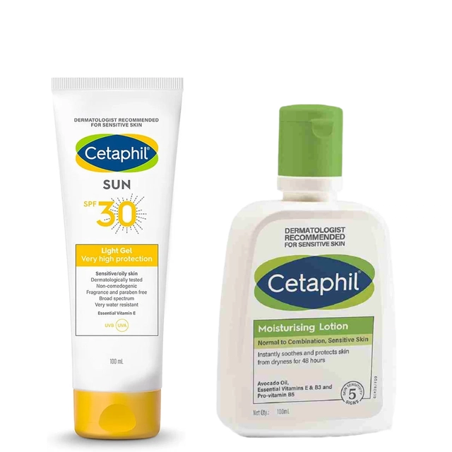 Combo of Cetaphil SPF 30 Sunscreen Lotion (100 ml) with Moisturizing Lotion (100 ml) (Set of 2)