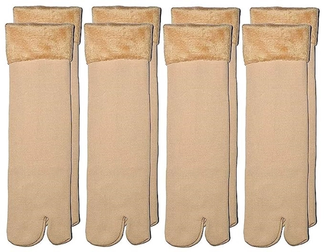 Velvet Solid Socks for Women (Beige, Pack of 4)