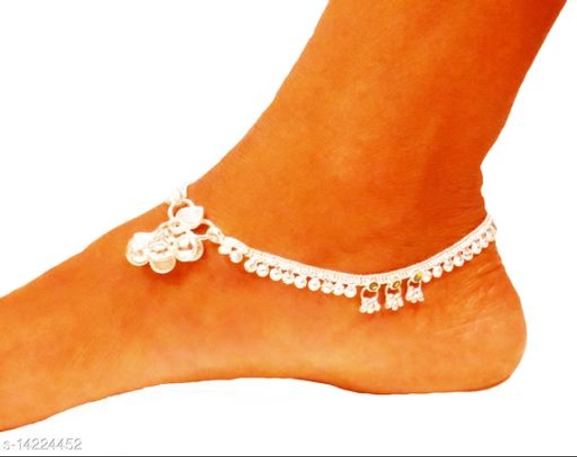 Copper Silver Plating Anklets for Women (Silver, Set of 1)