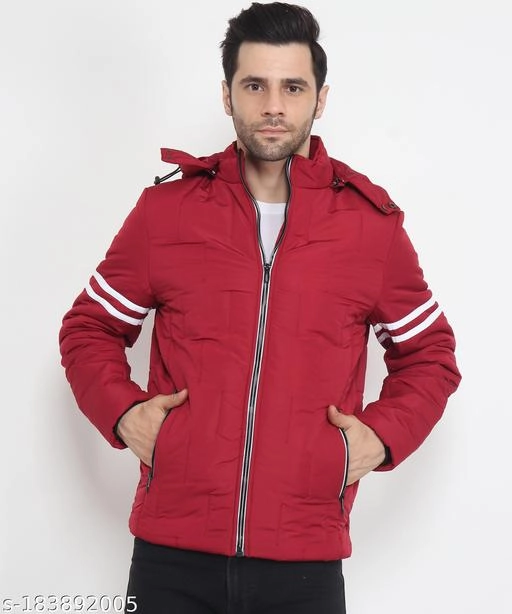 Nylon Full Sleeves Jacket for Men (Maroon, L)