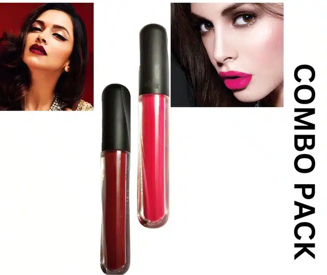 Matte Liquid Lip Gloss (Maroon, Pack of 2)