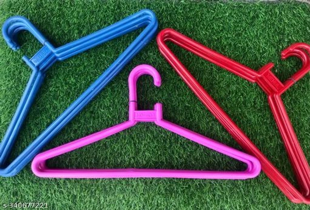 Plastic Cloth Hangers (6 Pcs) with 10 Pcs Cloth Clips (Multicolor, Set of 2)