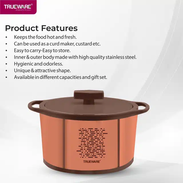 Stainless Steel Casserole with Lid (Brown, 3000 ml)