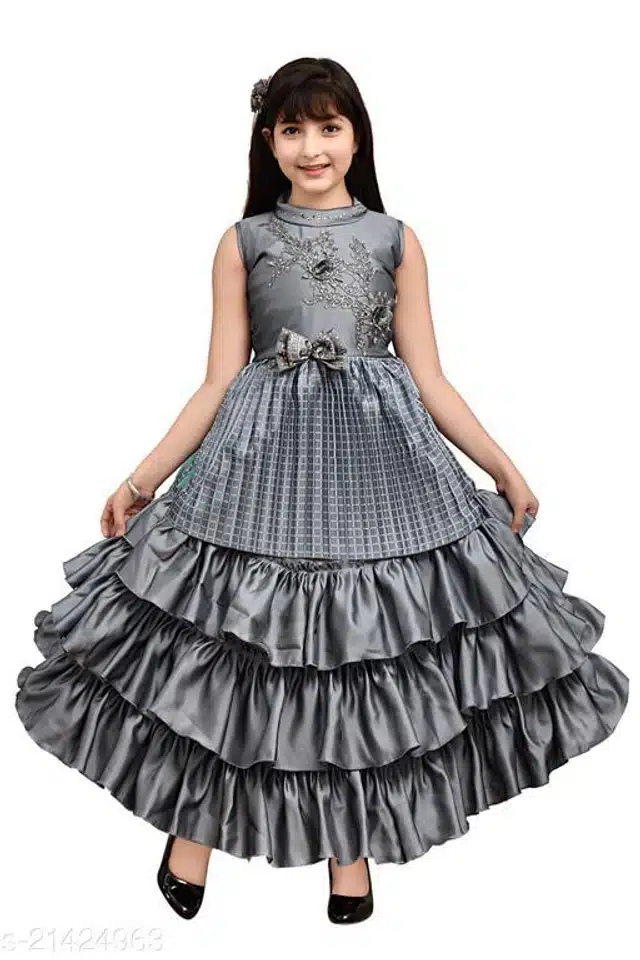 Dresses for Girls (Grey, 8-9 Years)