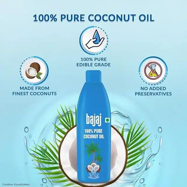 Bajaj 100% Pure Coconut Oil 600 ml (Bottle)