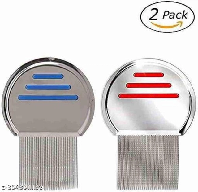 Stainless Steel Lice Remover Comb (Silver, Pack of 2)