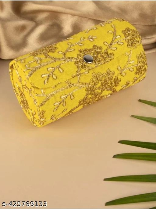 Synthetic Clutch for Women (Yellow)