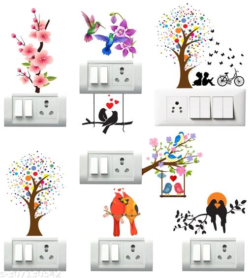 PVC Switch Board Stickers (Multicolor, 30x47 cm) (Pack of 8)