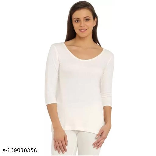 Woolen Thermal Top for Women (White, XS)