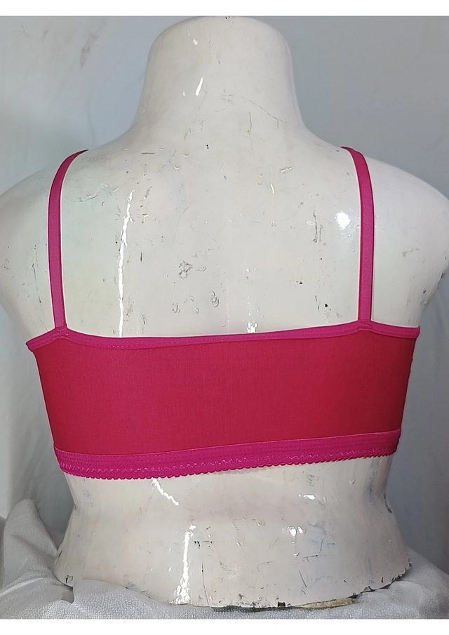 Cotton Solid Non-Padded Sports Bra for Women (Pink, 28)