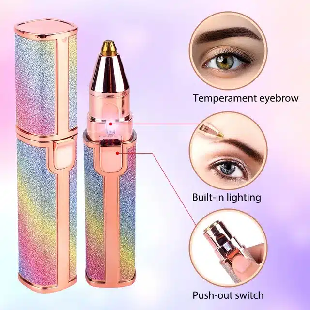 2 In 1 Lipstick Shape Eyebrow Trimmer for Women (Multicolor)