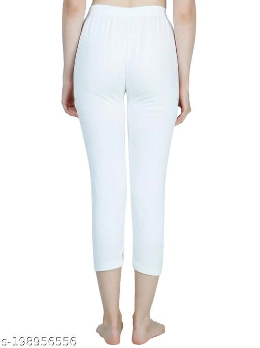 Cotton Blend Thermal Bottoms for Women (White, M)