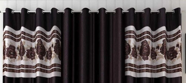 Polyester Curtains for Door (Brown, 7 Feet) (Pack of 3)