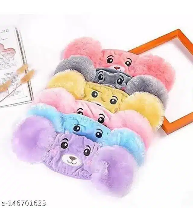 Winter Face Mask with Plush Ear Muffs for Kids (Multicolor, 4-14 Years) (Pack of 5)