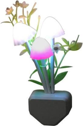 Plastic Mushroom and Flower Color Changing Sensor LED Plug-in Night Bulb Lamp, For Decoration (Pack of 1 )