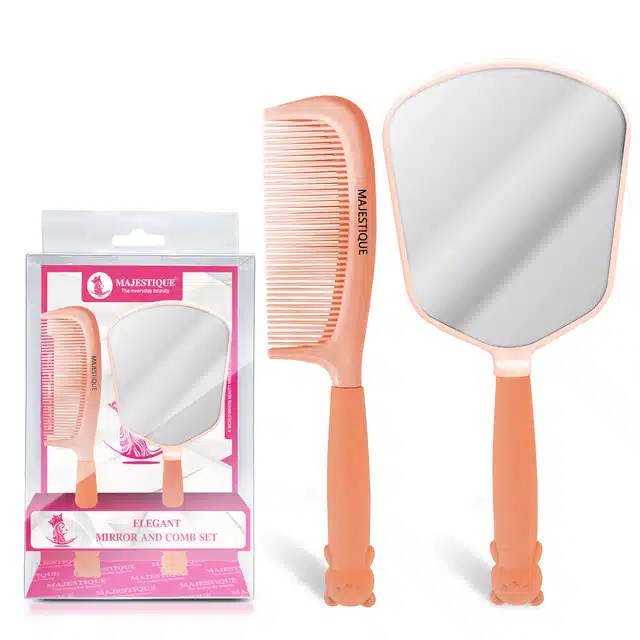 Elegant Mirror with Comb Combo (Multicolor, Set of 2)