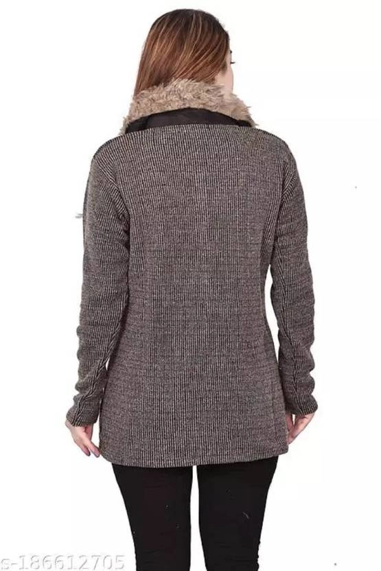 Woolen Full Sleeves Sweater for Women (Light Brown, Free Size)