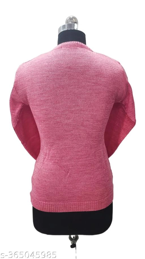 Woolen Solid Top for Women (Pink, Free Size)