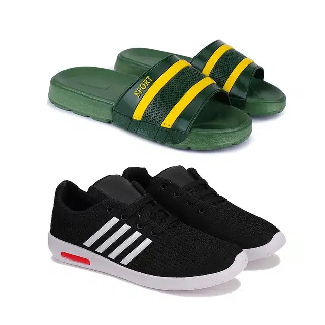 Combo of Sliders & Casual Shoes for Men (Pack of 2) (Multicolour, 10)
