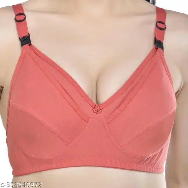 Cotton Blend Feeding Bra for Women (Peach, 32C)