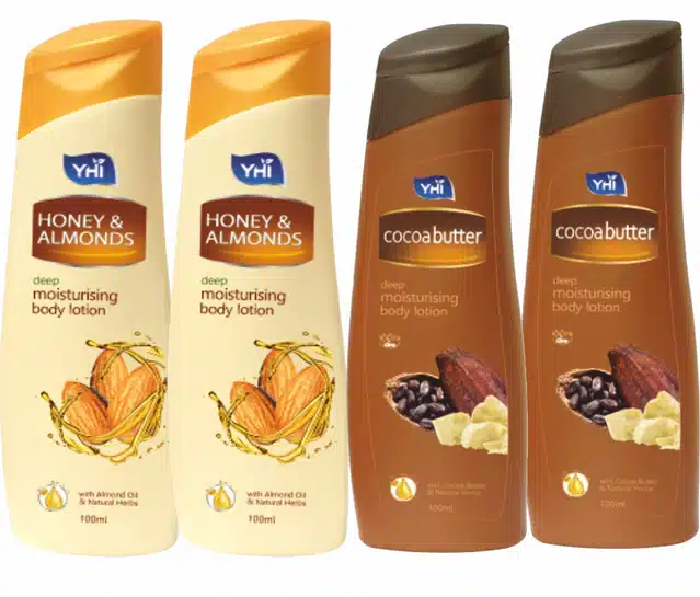 Almonds with Honey & Cocoa Butter Skin Nourishing Body Lotion (Pack of 4, 100 ml)