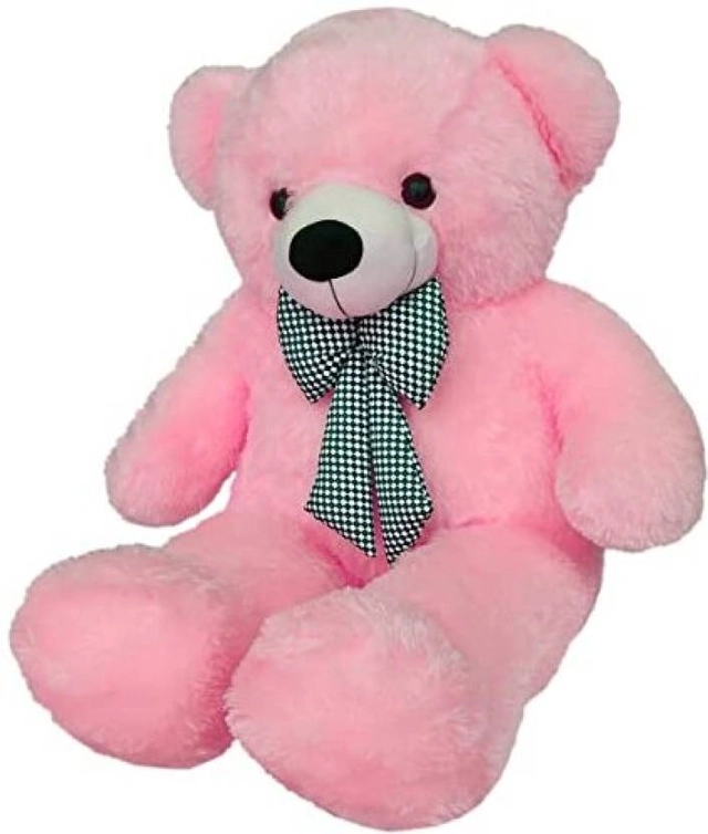 RK LOVELY Stuffed Spongy Cute Teddy Bear with Neck Bow (Pink Color, 2 Feet, Pack of 1)